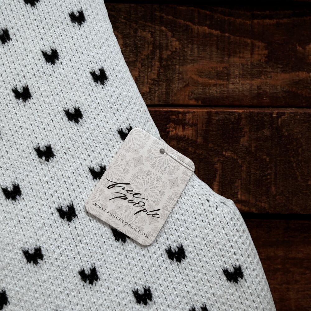 Free People Heart Pattern Easy Street Oversized Boxy Sweater Vest Medium - Picture 6 of 9